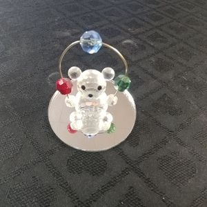 Crystal Bear + mirror base figurine